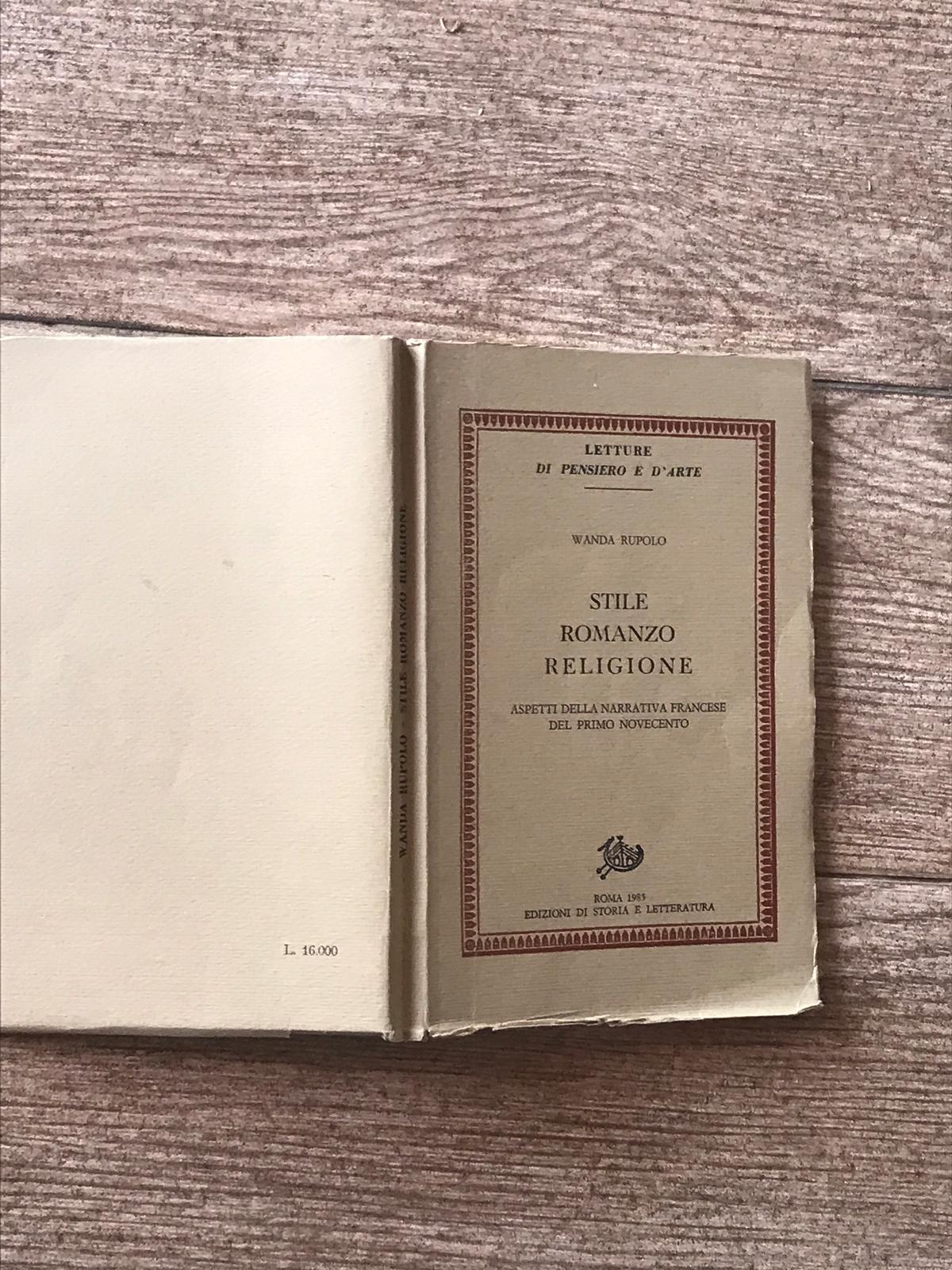 Stile, romanzo, religione. Aspetti della narrativa francese del Primo Novecento - copertina