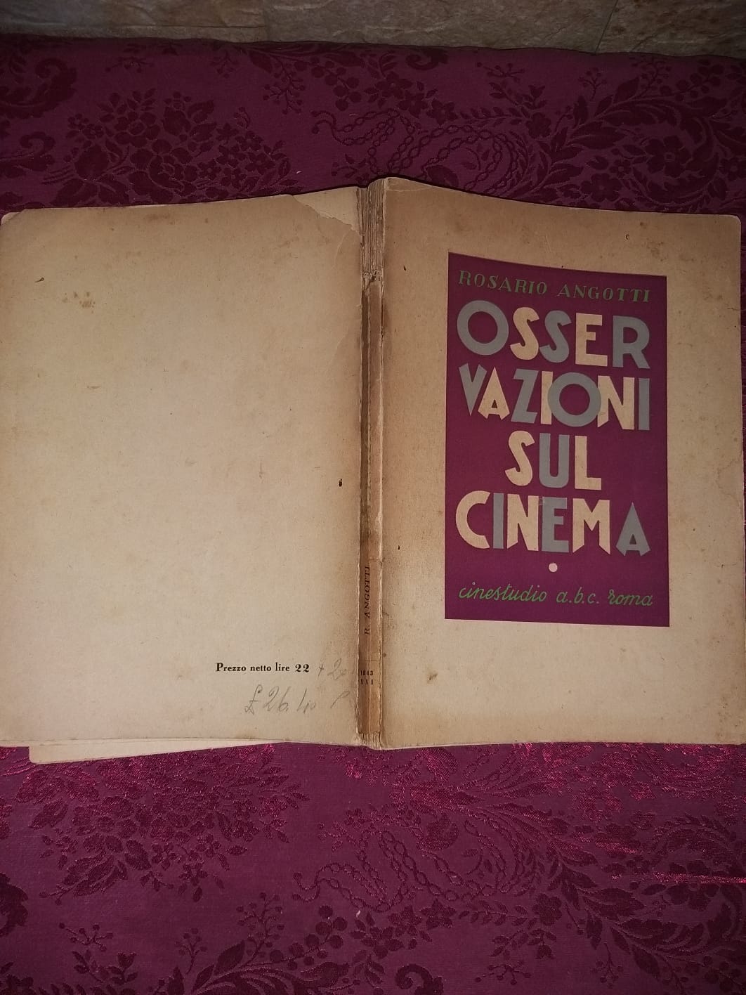Osservazioni sul cinema - copertina