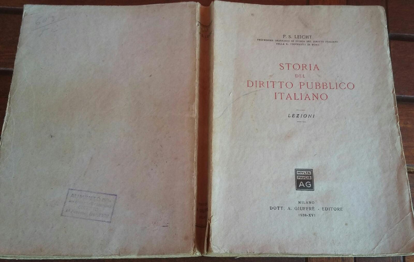Storia del diritto pubblico italiano - copertina