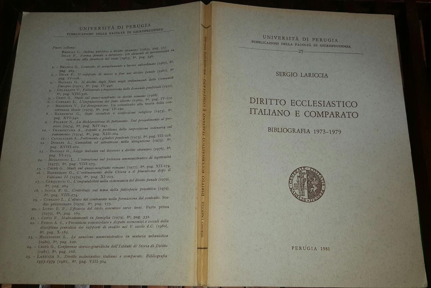 Diritto ecclesiastico italiano e comparato. Bibliografia 1973-1979 - copertina