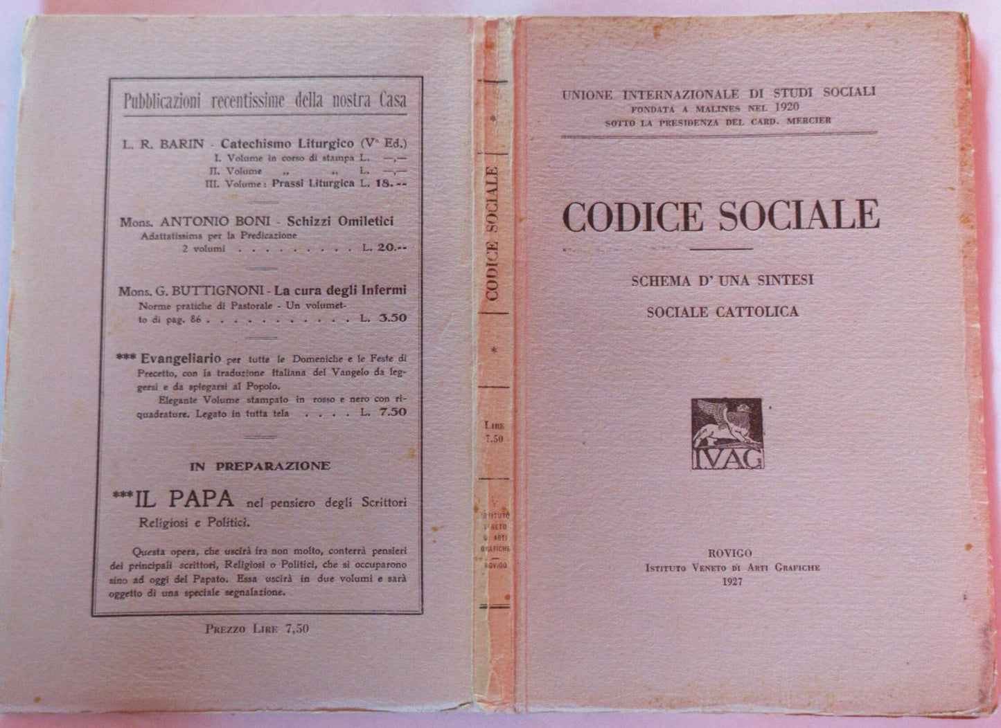 Codice sociale. Schema d'una sintesi sociale cattolica - copertina
