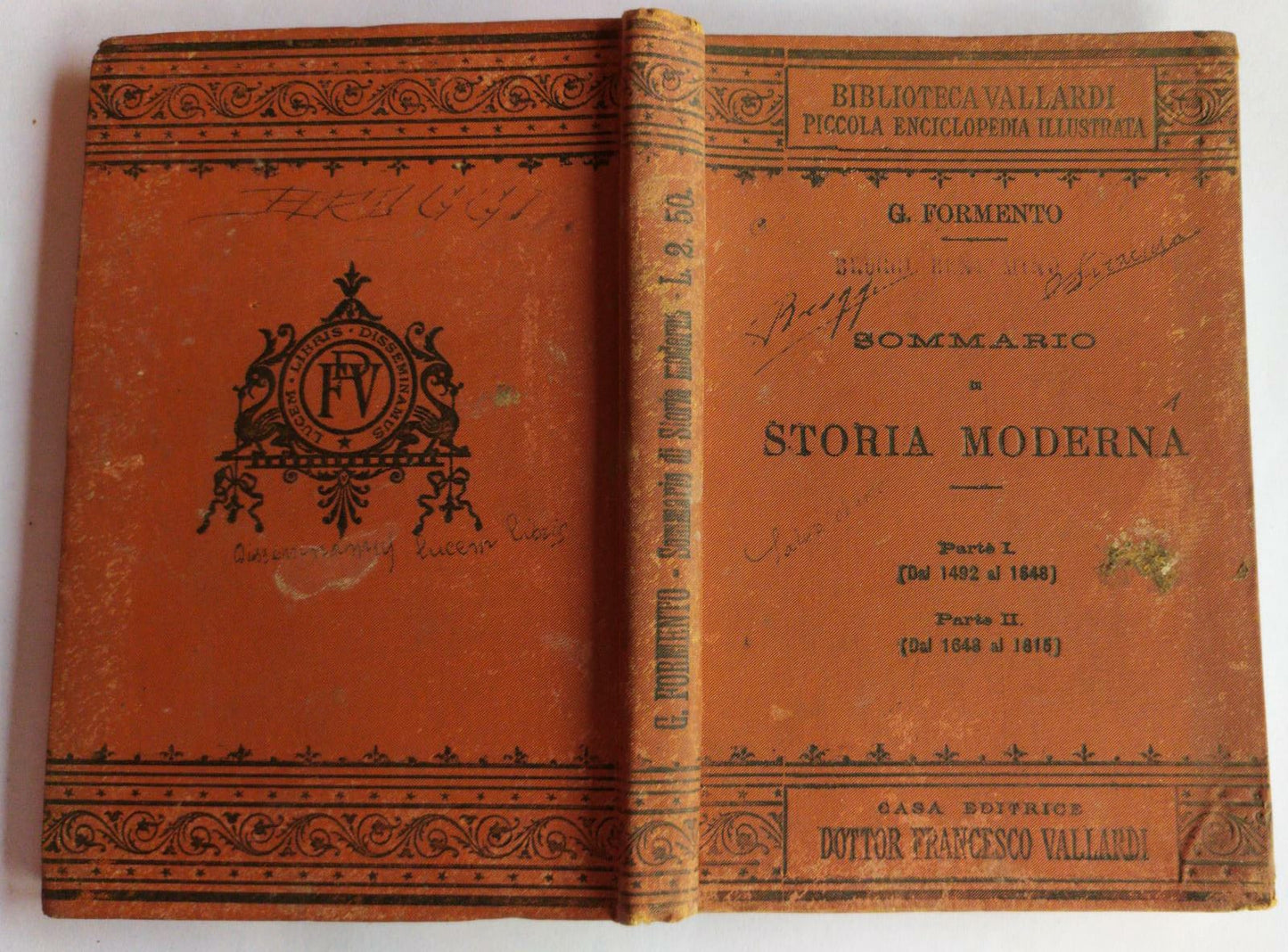 Sommario di storia moderna. Parte I^ (dal 1492 al 1648) - copertina