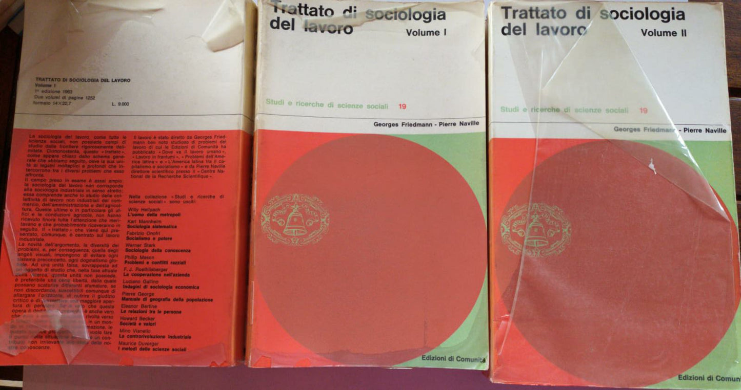 Trattato di sociologia del lavoro. Volume I II - copertina