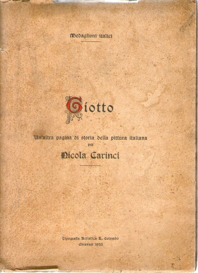 Giotto Un'altra pagina di storia della pittura italiana per Nicola Carinci - copertina