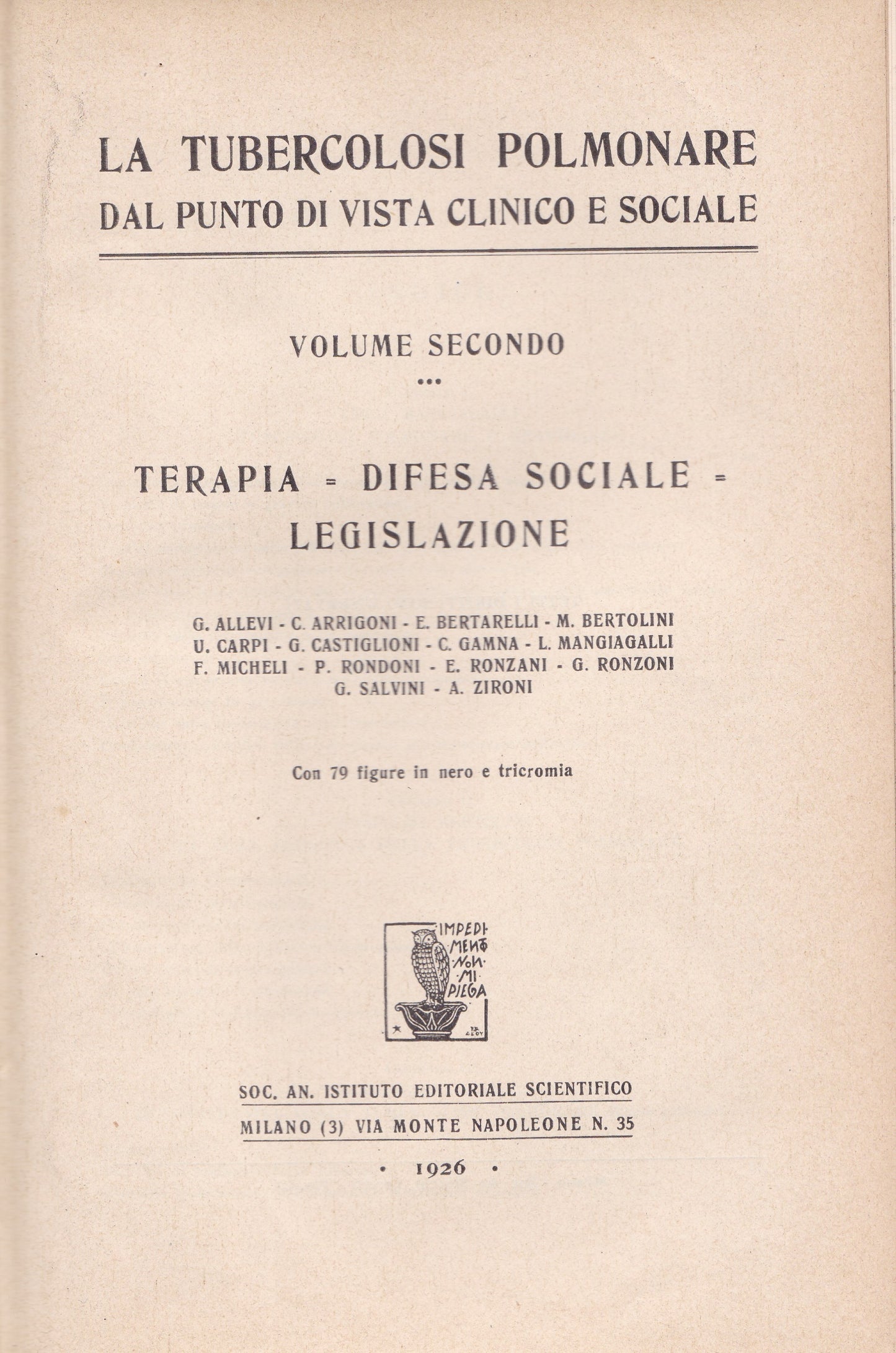 La tubercolosi polmonare dal punto di vista clinico e sociale. II - copertina