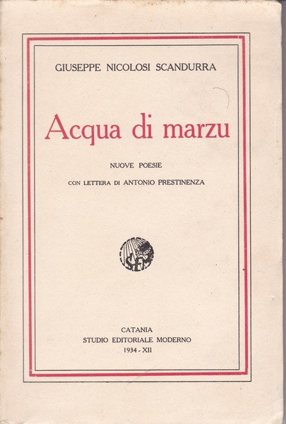 Acqua di marzu - copertina