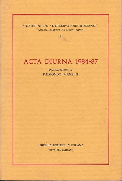 Acta Diurna 1984 - 87 - copertina