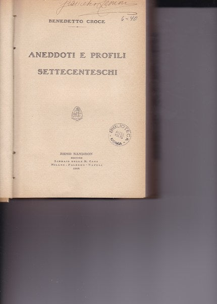 Aneddoti e profili settecenteschi - copertina