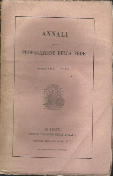 ANNALI DELLA PROPAGAZIONE DELLA FEDE 1845 - copertina