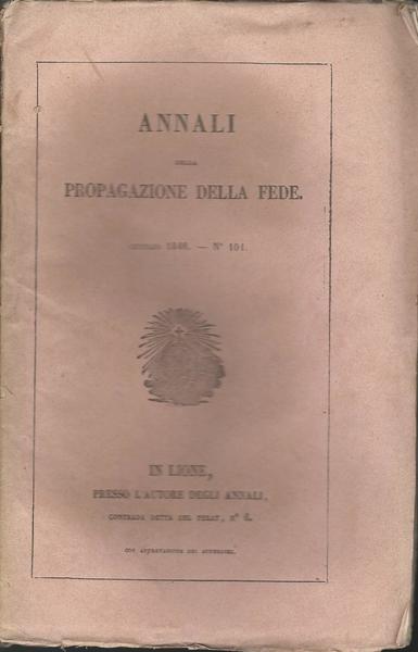 ANNALI DELLA PROPAGAZIONE DELLA FEDE 1846 - copertina