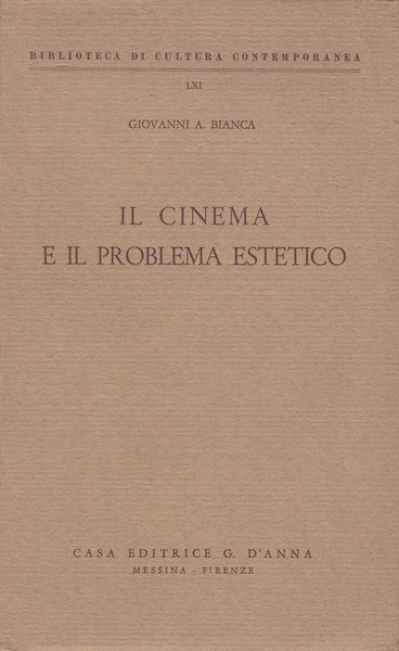Il cinema e il problema estetico - copertina