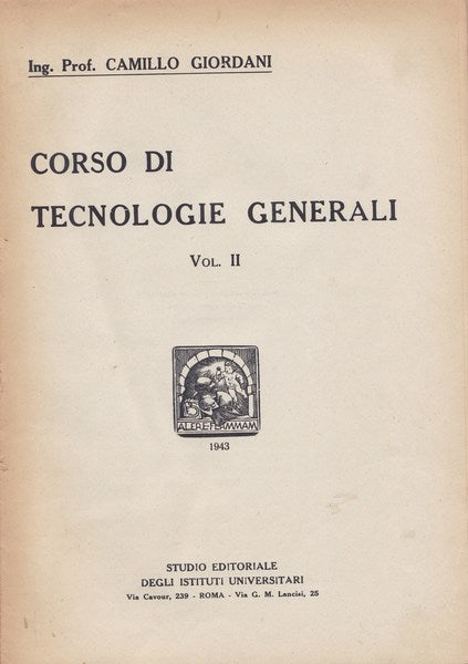 Corso di tecnologie generali. Volume II. - copertina