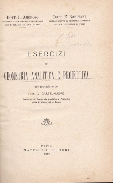 Esercizi di geometria analitica e proiettiva - copertina