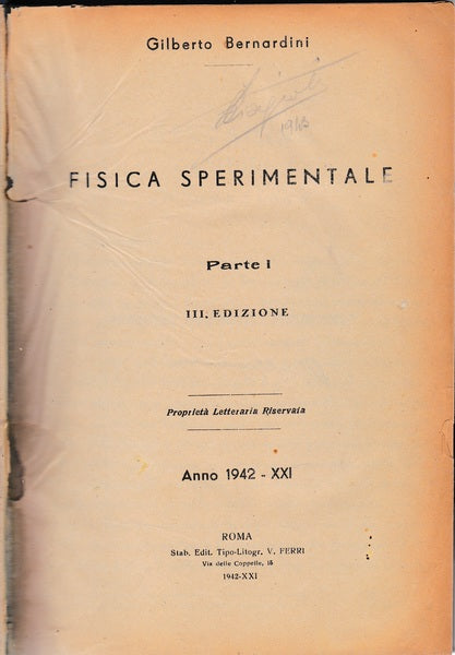 Fisica sperimentale. Parte I - copertina
