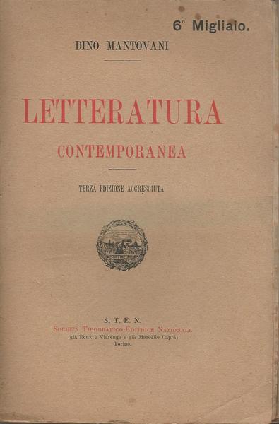 LETTERATURA CONTEMPORANEA - copertina