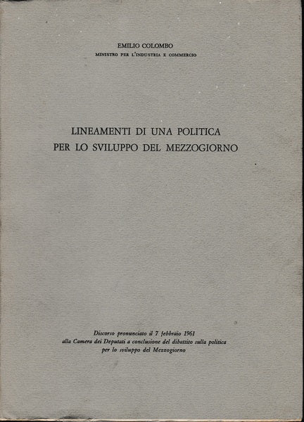 Lineamenti di una politica per lo sviluppo del mezzogiorno - copertina