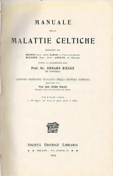 MANUALE DELLE MALATTIE CELTICHE - copertina