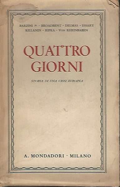 QUATTRO GIORNI. STORIA DI UNA CRISI EUROPEA - copertina