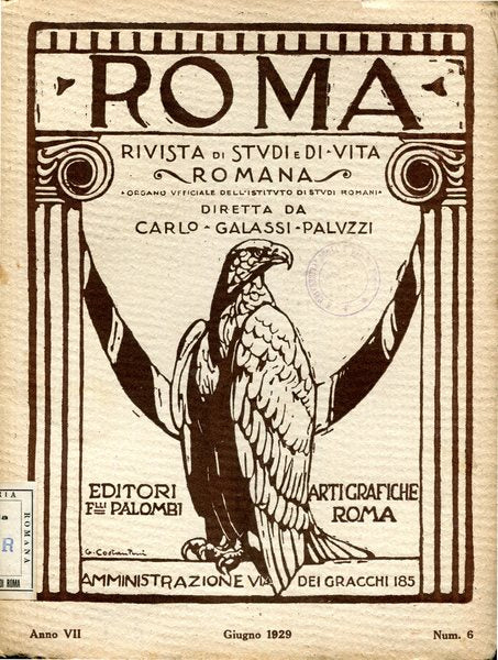 Roma - rivista di studi e di vita romana Anno VII Num. 6 Giugno 1929 - copertina