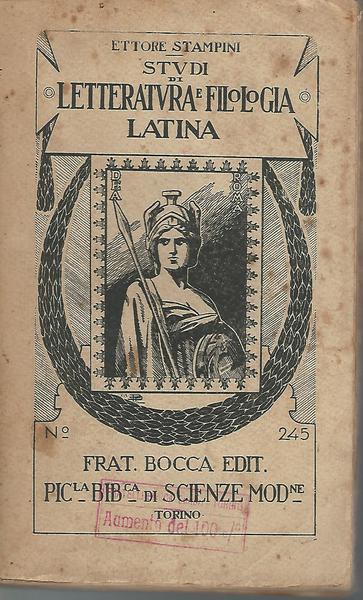 Studi di letteratura e filologia latina - copertina