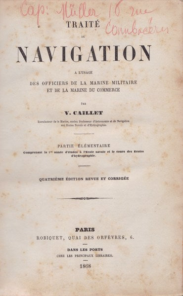 Traité de Navigation a l'usage des Officiers de la Marine Militaire (..) - copertina