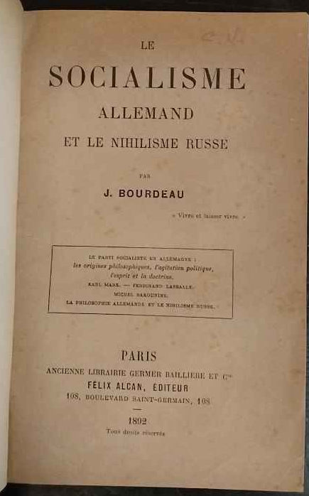 Le Socialisme allemand et le nihilisme russe