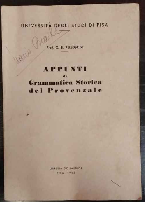 Appunti di grammatica Storica del Povenzale 