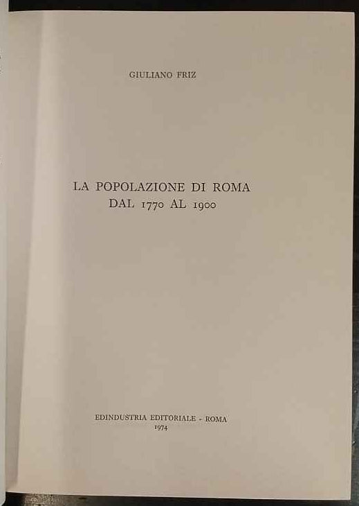 La popolazione di Roma dal 1770 al 1900