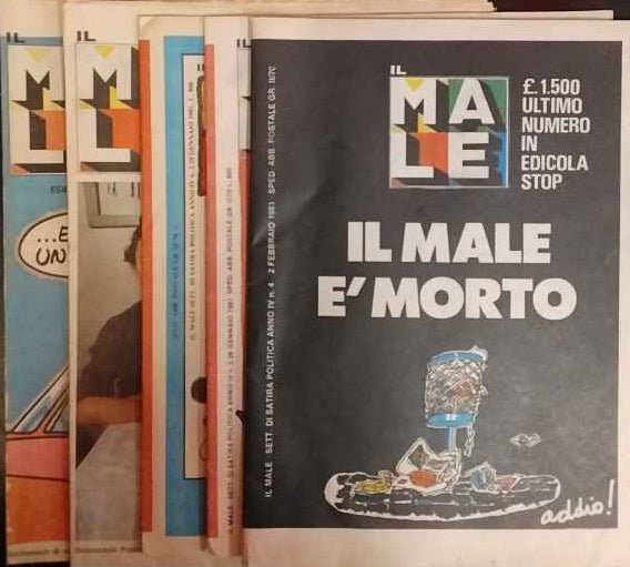 Il male. Settimanale di satira politica. 5 volumi vari