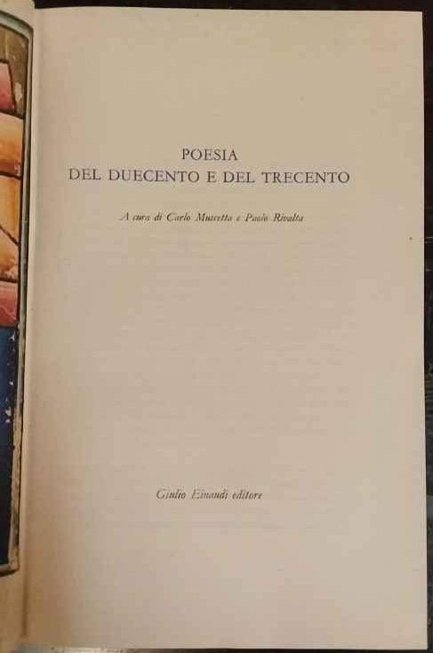 Poesia del Duecento e sel Trecento