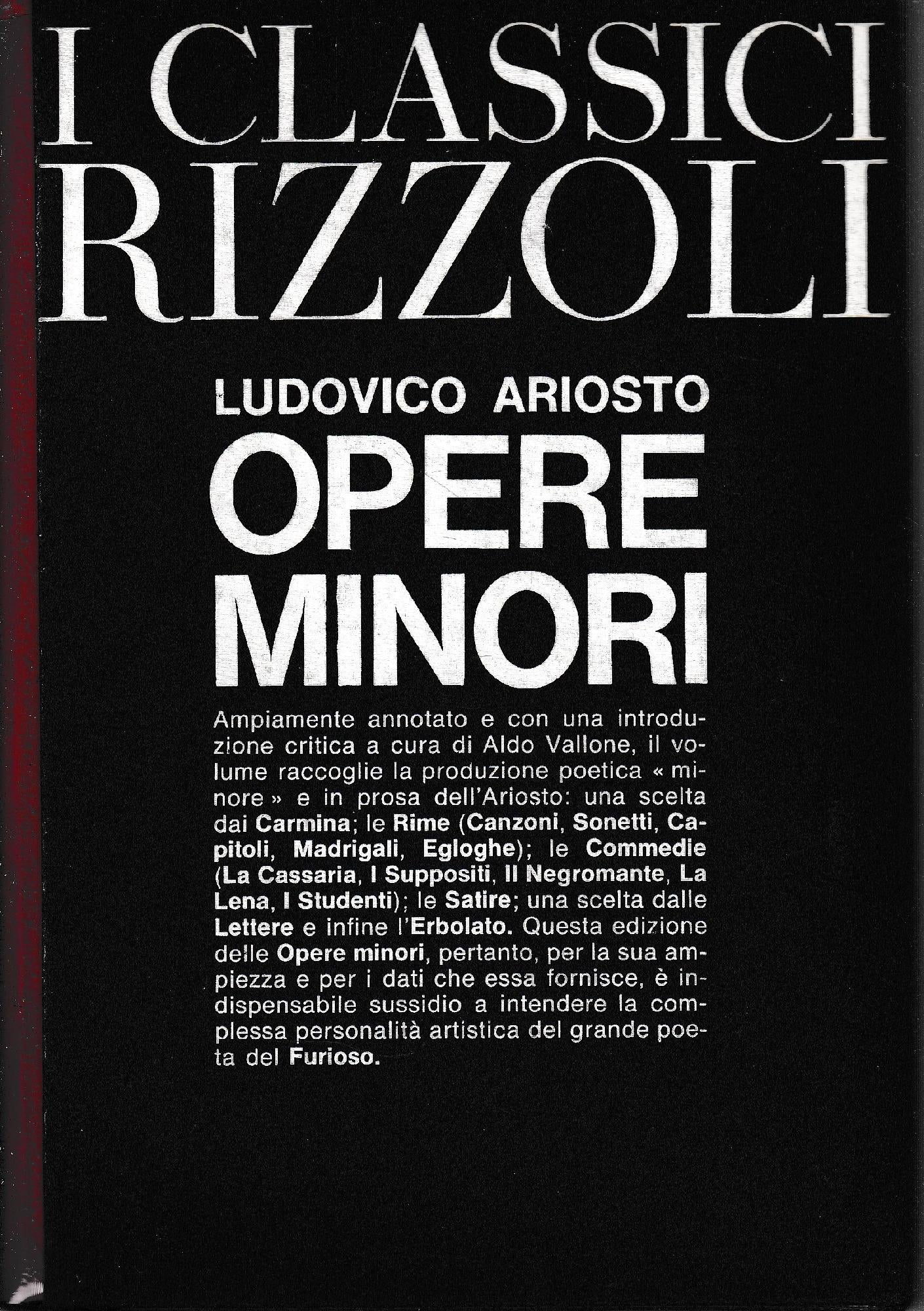 Ludovico Ariosto Opere minori - copertina