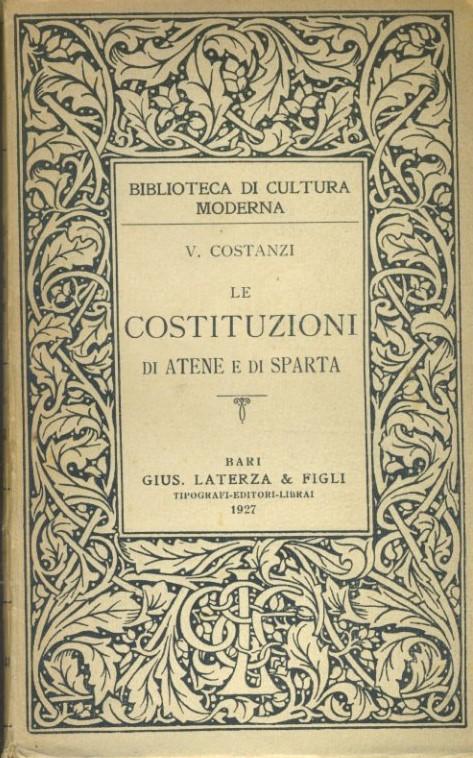 Le costituzioni di Atene e di Sparta - copertina