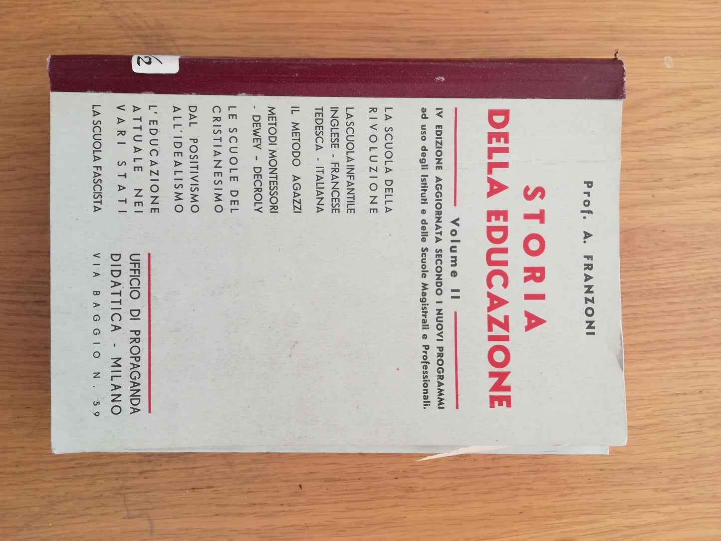 Storia dell'educazione Vol. II - copertina