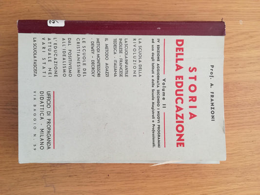 Storia dell'educazione Vol. II - copertina