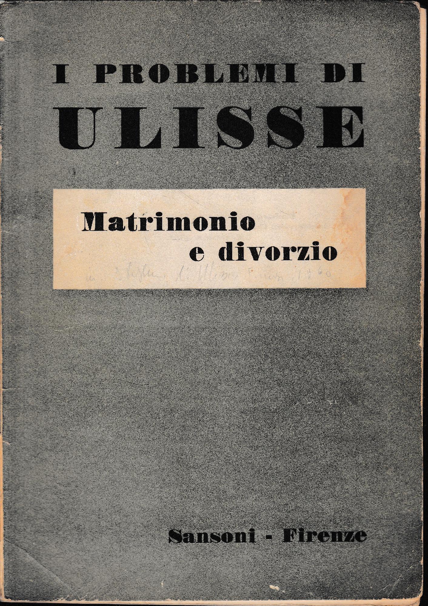 I problemi di Ulisse Matrimonio e divorzio - copertina