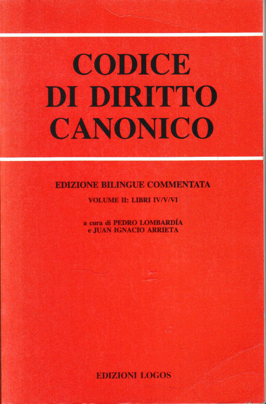 Codice di Diritto Canonico - II° vol. libri IV/V/VI. Testo Latino e Italiano - copertina