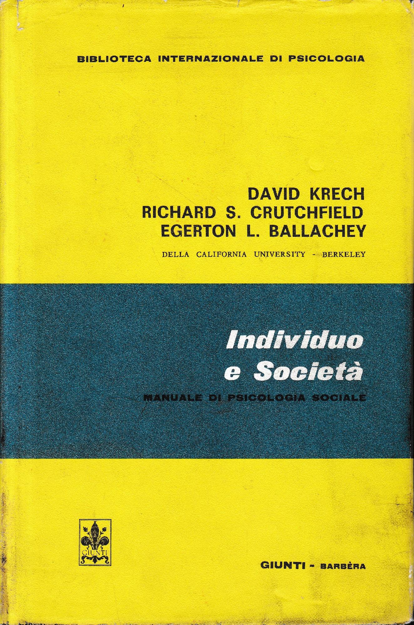 Individuo e società. Manuale di Psicologia Sociale - copertina