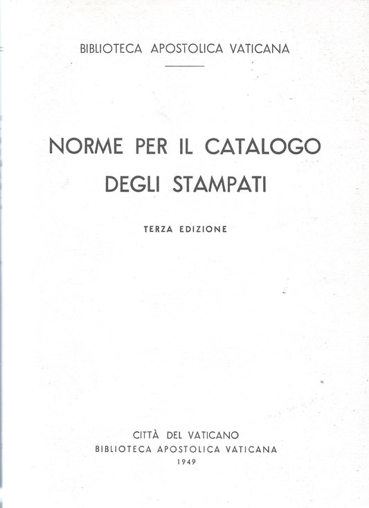 Norme per il catalogo degli stampati - copertina