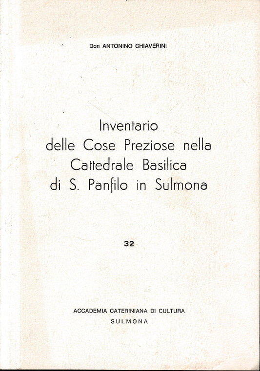 Inventario delle Cose Preziose nella Cattedrale Basilica di S. Panfilo di Sulmona - copertina