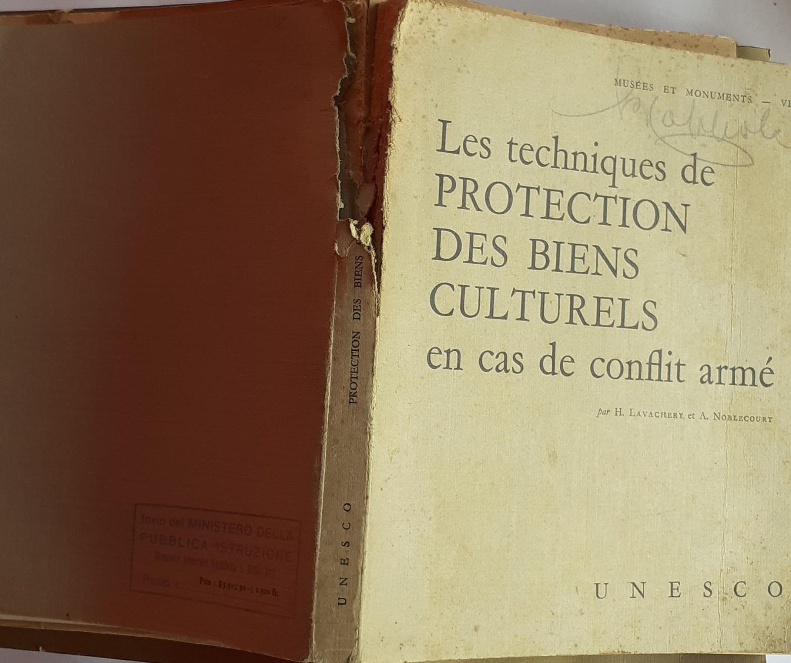 Les techniques de Protection des Biens Culturels en cas de conflit armé - copertina