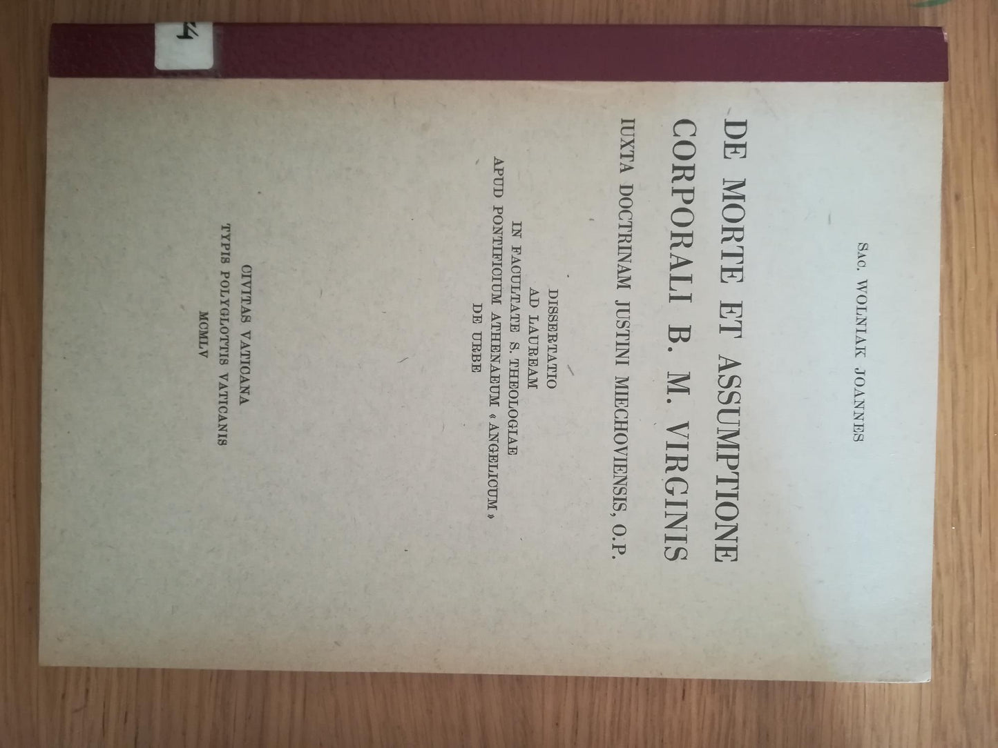 De morte et assumptione corporali B. M. virginis - copertina