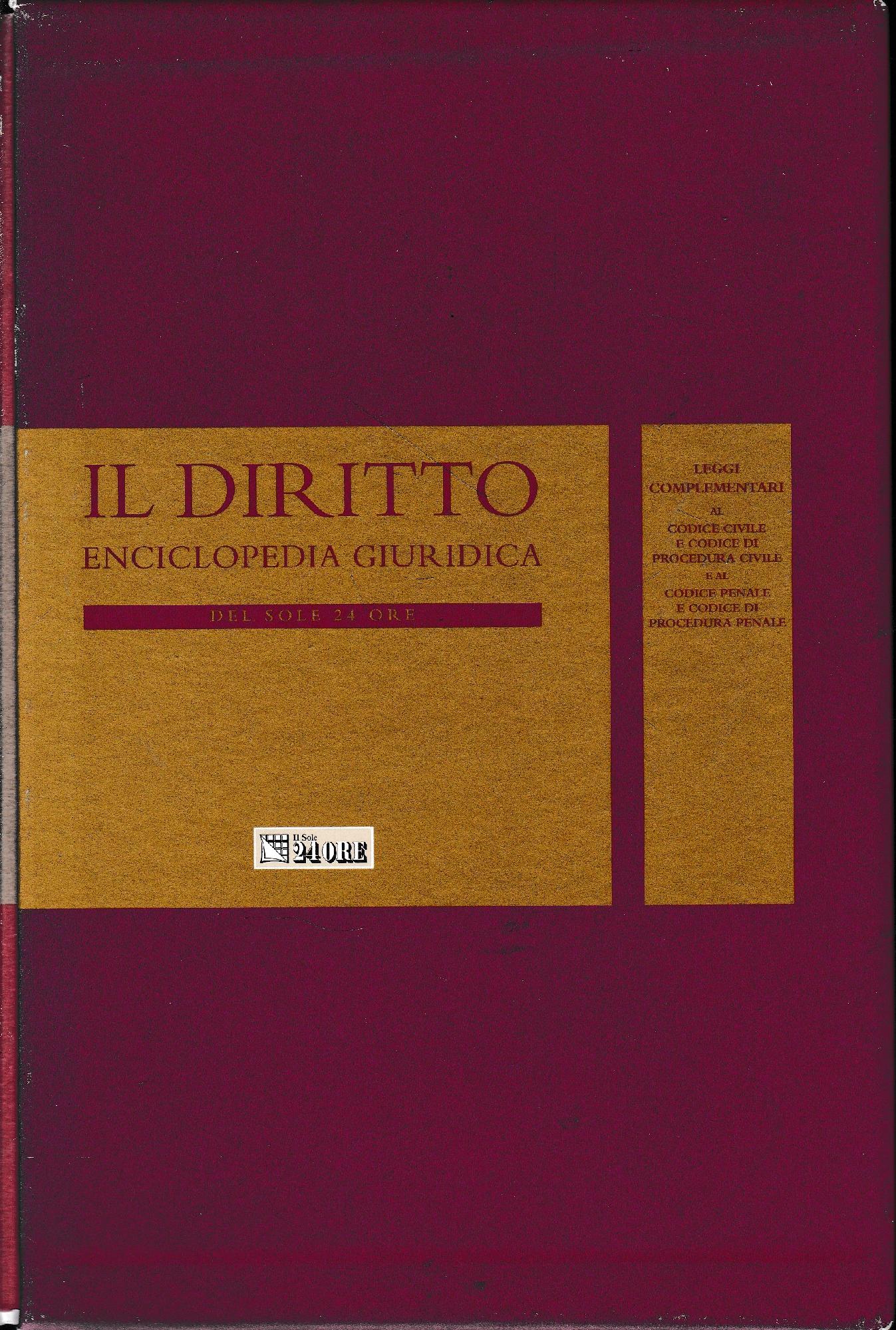Il Diritto. Enciclopedia Giuridica del Sole 24 ORE. Vol. 20: Leggi complementari al Codice Civile e Codice di Procedura Civile e al Codice Penale e Codice di Procedura Penale - copertina