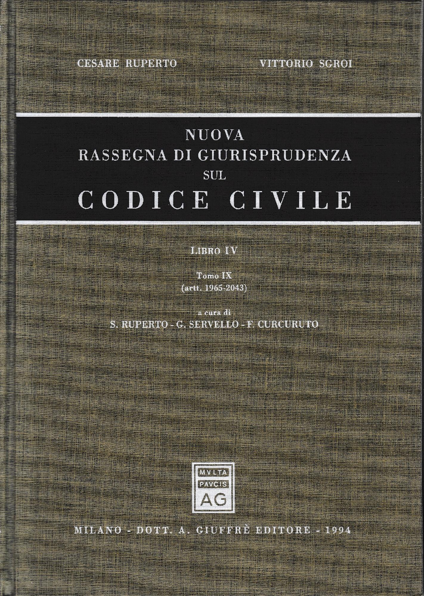 Nuova rassegna di giurisprudenza sul Codice civile. Artt. 1965-2043 (Vol. 4/ tomo 9) - copertina