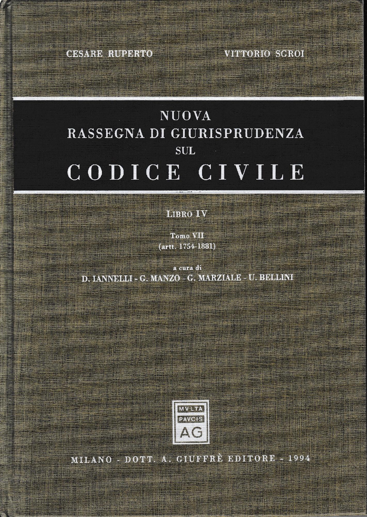 Nuova rassegna di giurisprudenza sul Codice civile. Artt. 1754-1881 (Vol. 4/ tomo 7) - copertina
