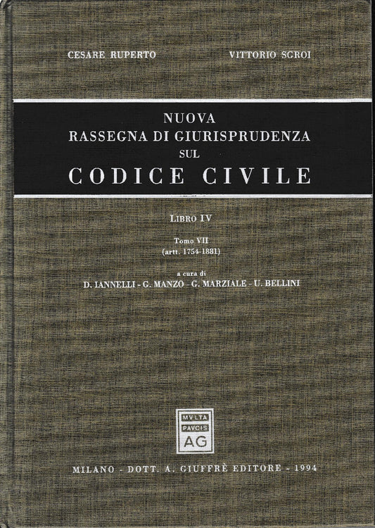 Nuova rassegna di giurisprudenza sul Codice civile. Artt. 1754-1881 (Vol. 4/ tomo 7) - copertina
