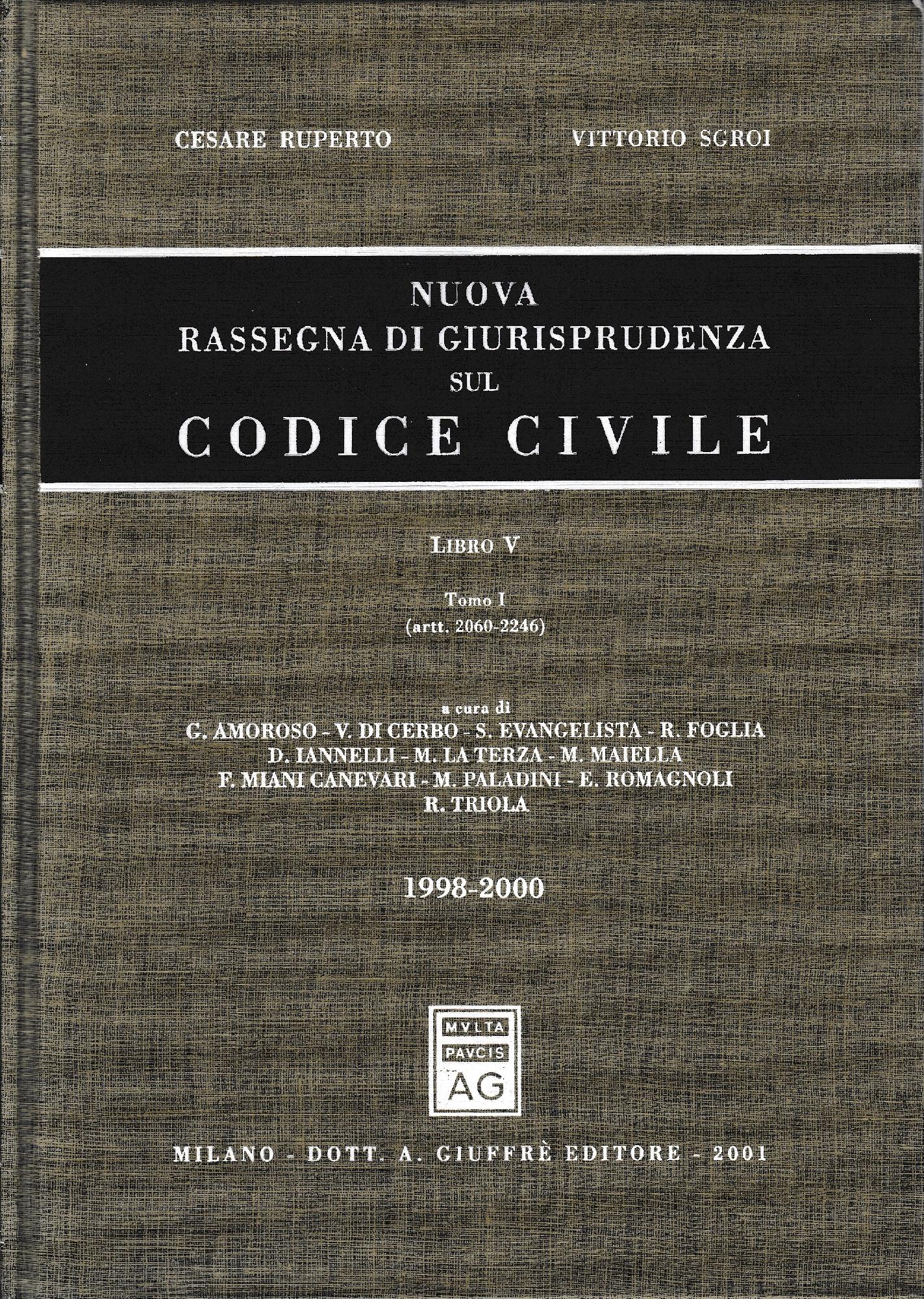 Nuova rassegna di giurisprudenza sul Codice civile. Aggiornamento 1998-2000 (artt. 2060-2246) (Vol. 5/ tomo 1) - copertina