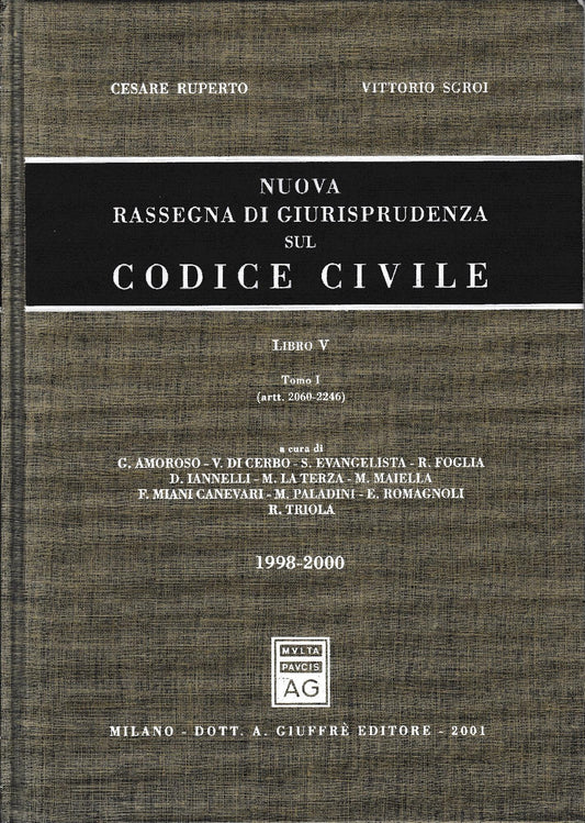 Nuova rassegna di giurisprudenza sul Codice civile. Aggiornamento 1998-2000 (artt. 2060-2246) (Vol. 5/ tomo 1) - copertina