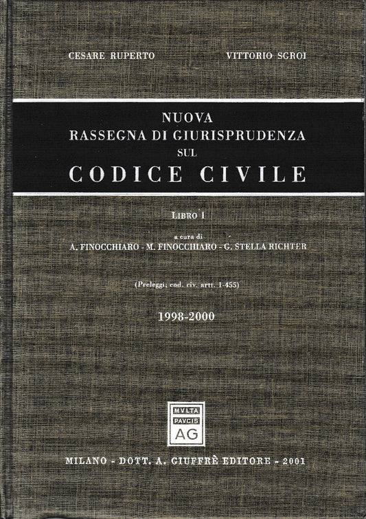 Nuova rassegna di giurisprudenza sul Codice civile. 1998-2000 Preleggi; Codice civile artt. 1-455 (Vol. 1) - copertina