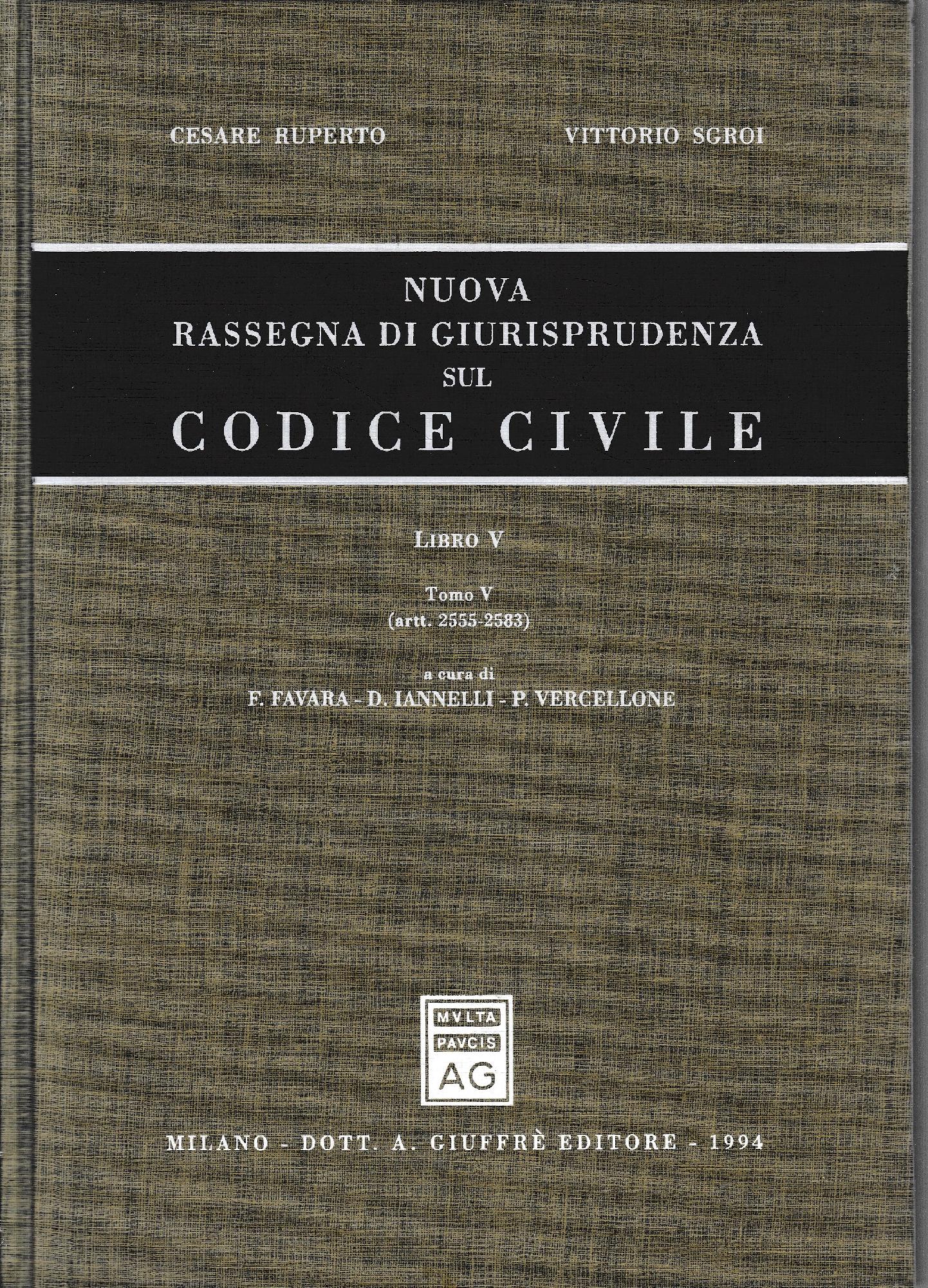 Nuova rassegna di giurisprudenza sul Codice civile. Artt. 2555-2583 (vol. 5/ tomo 5) - copertina