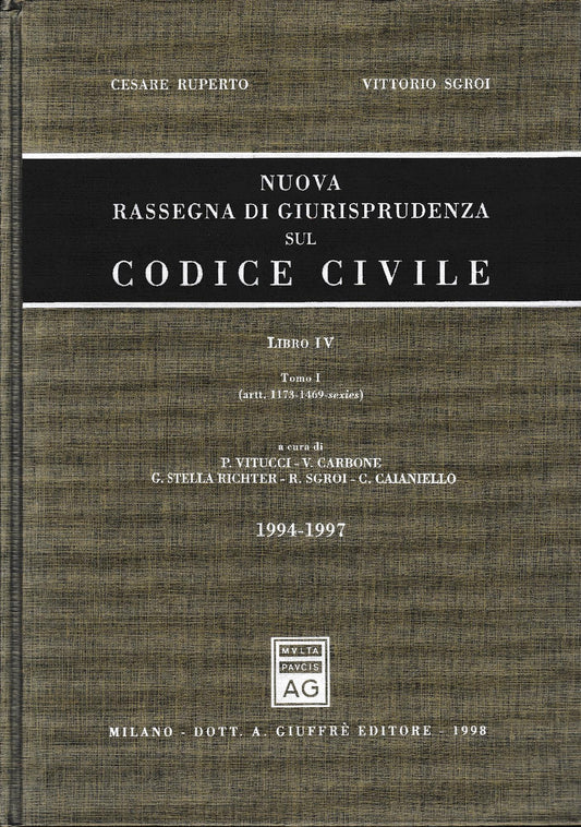 Nuova rassegna di giurisprudenza sul Codice civile. Artt. 1173-1469-sexies (vol. 4/ tomo 1) - copertina